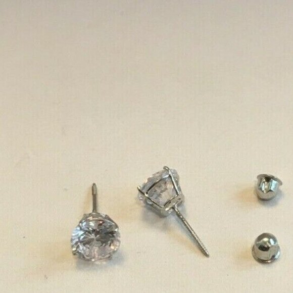 2ct ROUND FLAWLESS LAB SIMULATED DIAMOND STUD EARRINGS 14K SOLID WHITE GOLD - Picture 4 of 7
